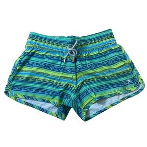 Surfcuz Sanoma Women Boardshorts Green Blue Geometric Striped Beach Shorts 28